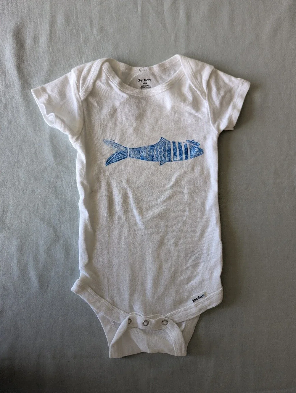Sardine With Beret Onesie Block Printed